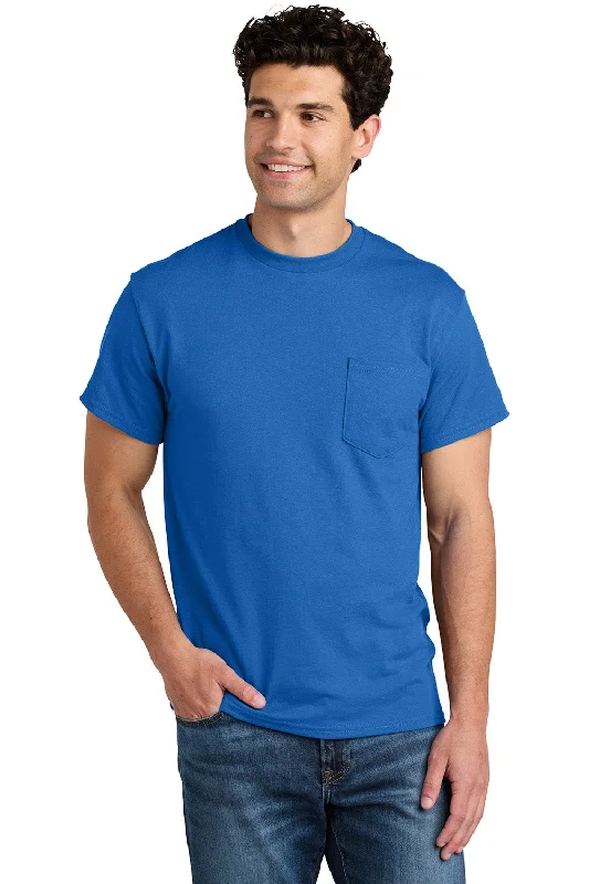 Men’s short-sleeve bunt tees-Gildan Mens DryBlend Moisture Wicking Short Sleeve Crewneck T-Shirt w/ Pocket - Royal Blue