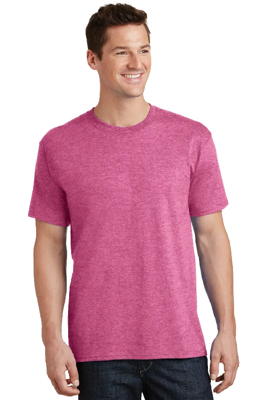 Men’s short-sleeve xing tees-Port & Company Mens Core Short Sleeve Crewneck T-Shirt - Heather Sangria Pink