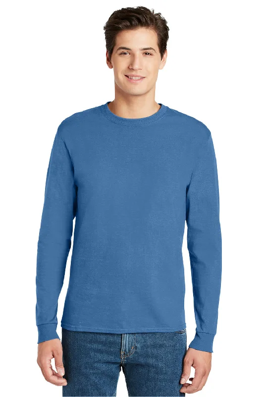 Men’s short-sleeve nape shirts-Hanes Mens ComfortSoft Long Sleeve Crewneck T-Shirt - Carolina Blue - Closeout