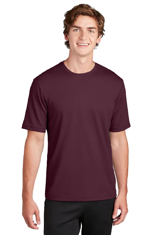 Men’s short-sleeve tilt tees-Sport-Tek Mens RacerMesh Moisture Wicking Short Sleeve Crewneck T-Shirt - Maroon