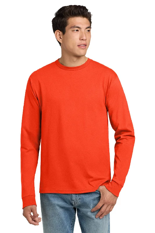 Men’s short-sleeve keel tops-Hanes Mens ComfortSoft Long Sleeve Crewneck T-Shirt - Orange