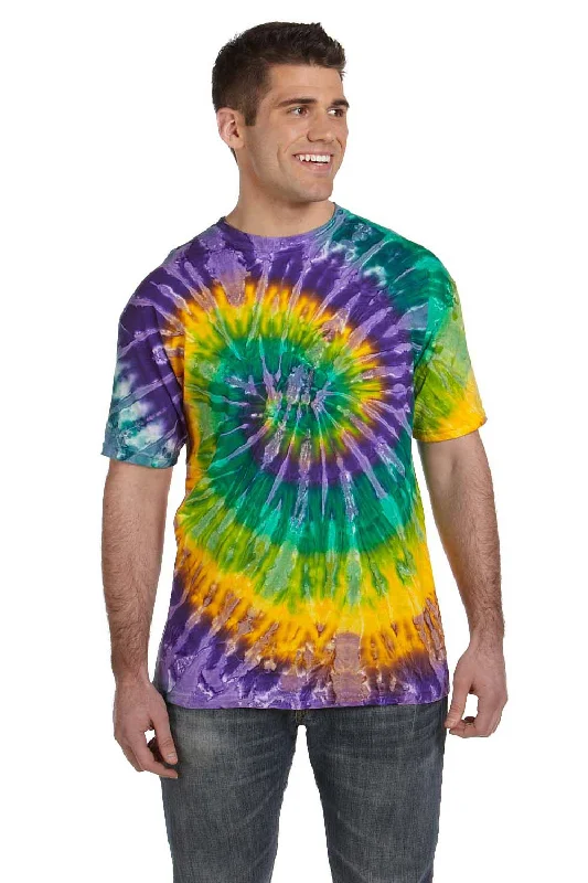 Men’s short-sleeve nook tees-Tie-Dye Mens Short Sleeve Crewneck T-Shirt - Mardi Gras