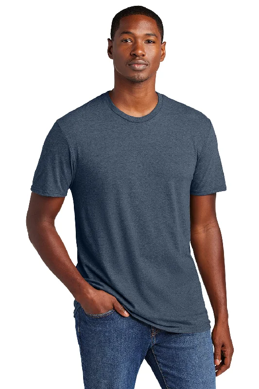 Men’s short-sleeve sift tops-District Mens Very Important Short Sleeve Crewneck T-Shirt - Heather Navy Blue