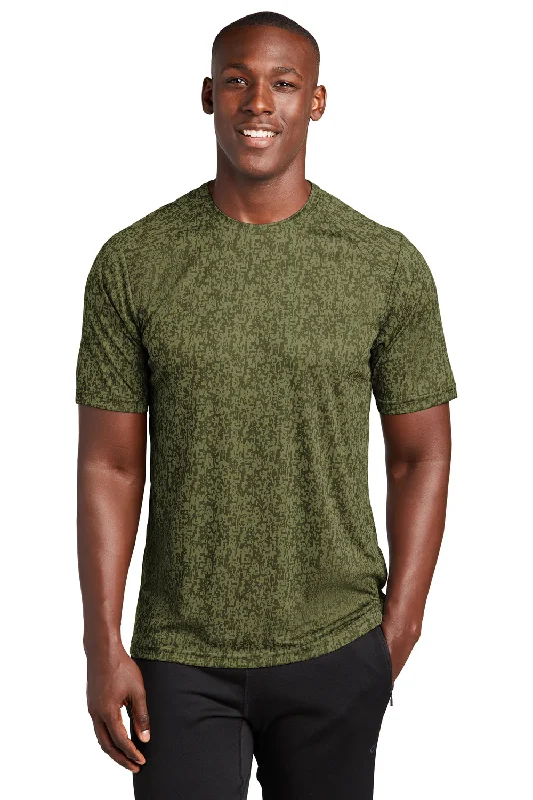 Men’s short-sleeve dusk tees-Sport-Tek Mens Digi Camo Moisture Wicking Short Sleeve Crewneck T-Shirt - Olive Drab Green