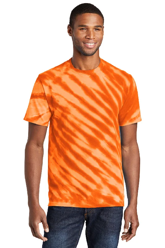 Men’s short-sleeve clod tops-Port & Company Mens Tie-Dye Short Sleeve Crewneck T-Shirt - Orange