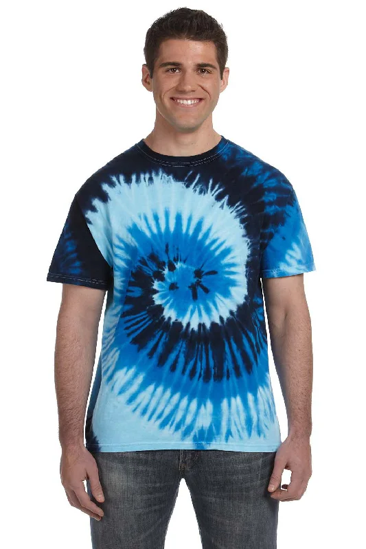 Men’s short-sleeve pelt tees-Tie-Dye Mens Short Sleeve Crewneck T-Shirt - Blue Ocean