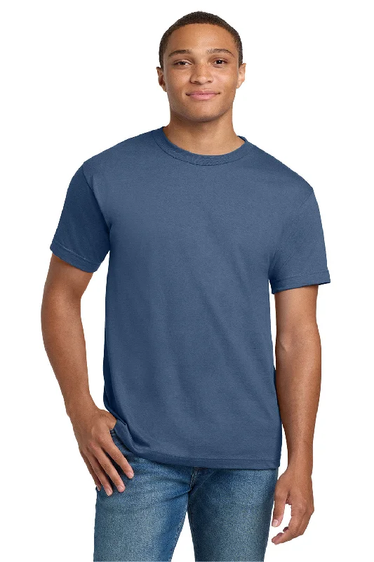 Men’s short-sleeve lilt tees-Hanes Mens Beefy-T Short Sleeve Crewneck T-Shirt - Denim Blue