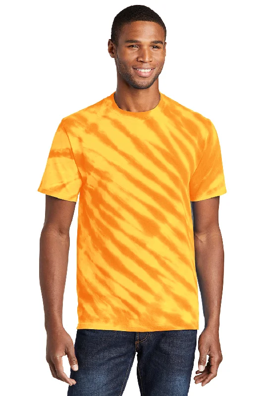 Men’s short-sleeve quip polos-Port & Company Mens Tie-Dye Short Sleeve Crewneck T-Shirt - Gold