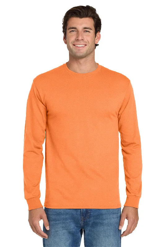 Men’s short-sleeve glib tops-Jerzees Mens Dri-Power Moisture Wicking Long Sleeve Crewneck T-Shirt - Safety Orange