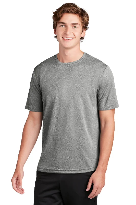 Men’s short-sleeve tope tees-Sport-Tek Mens RacerMesh Moisture Wicking Short Sleeve Crewneck T-Shirt - Heather Grey