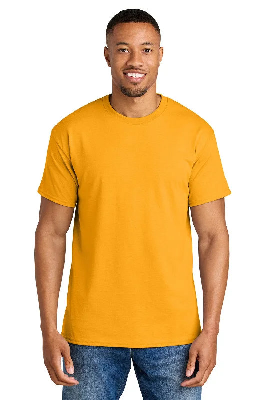 Men’s short-sleeve etch polos-Gildan Mens DryBlend Moisture Wicking Short Sleeve Crewneck T-Shirt - Gold