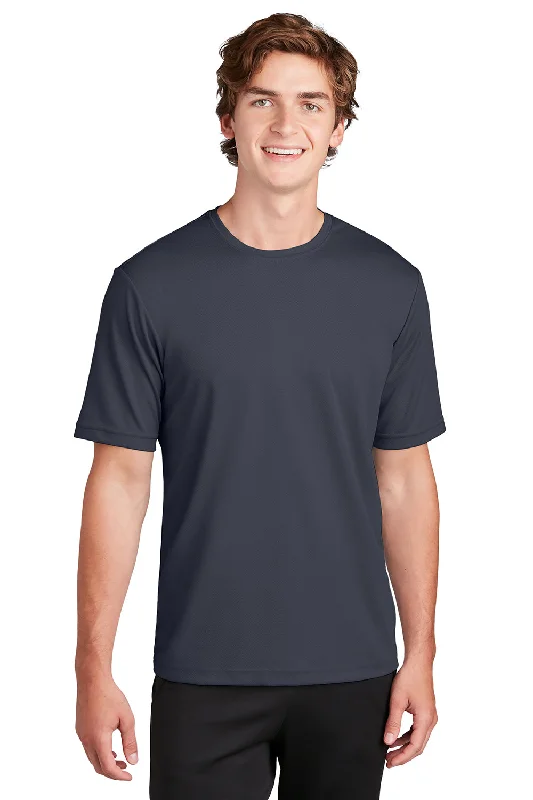 Men’s short-sleeve toff shirts-Sport-Tek Mens RacerMesh Moisture Wicking Short Sleeve Crewneck T-Shirt - Graphite Grey