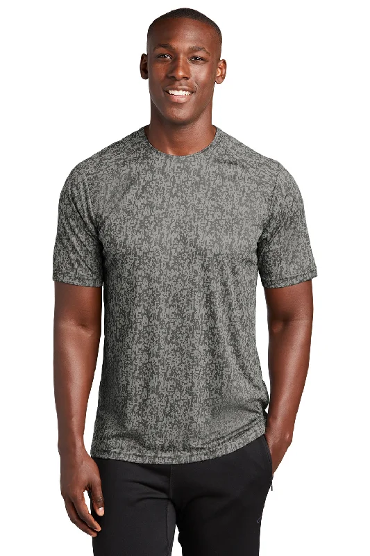 Men’s short-sleeve vent tees-Sport-Tek Mens Digi Camo Moisture Wicking Short Sleeve Crewneck T-Shirt - Concrete Grey