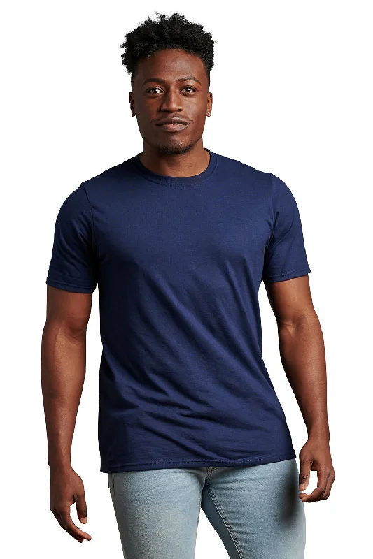 Men’s short-sleeve dote shirts-Russell Athletic Mens Dri-Power Moisture Wicking Performance Short Sleeve Crewneck T-Shirt - Navy Blue