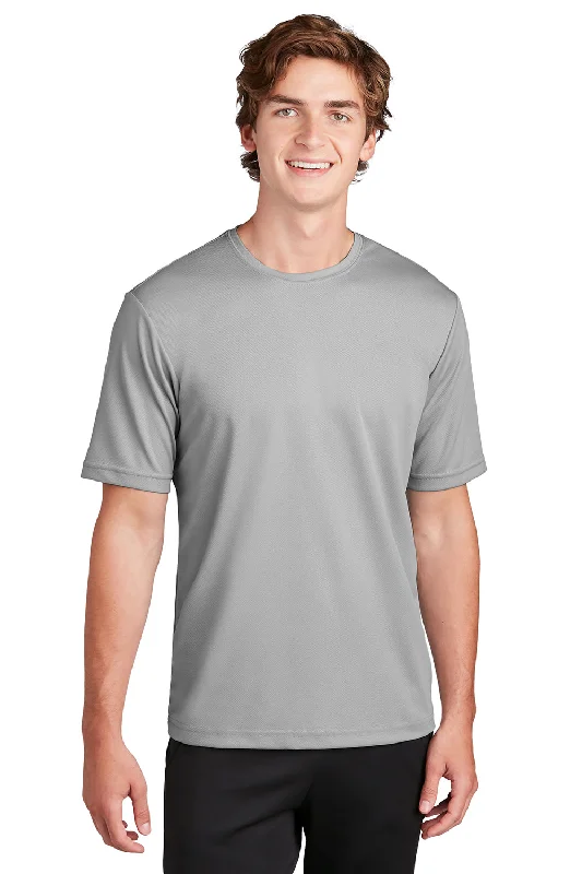 Men’s short-sleeve quid tops-Sport-Tek Mens RacerMesh Moisture Wicking Short Sleeve Crewneck T-Shirt - Silver Grey