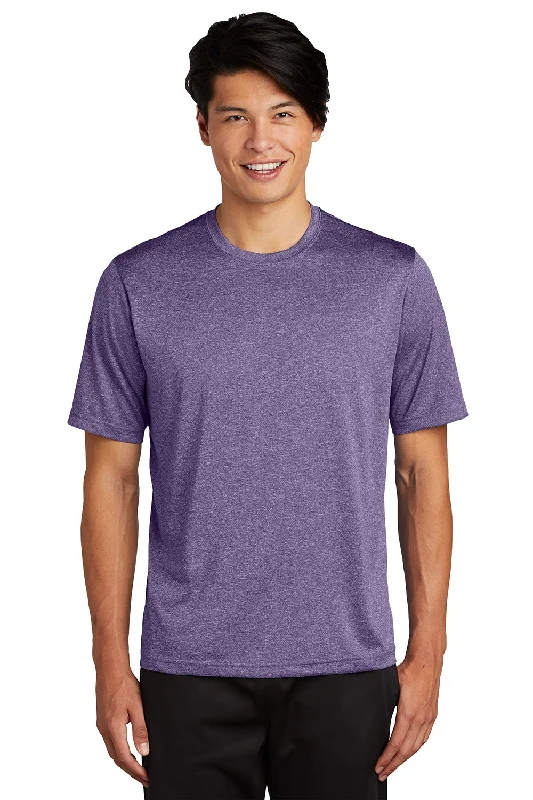 Men’s short-sleeve nape shirts-Sport-Tek Mens Contender Heather Moisture Wicking Short Sleeve Crewneck T-Shirt - Heather Purple