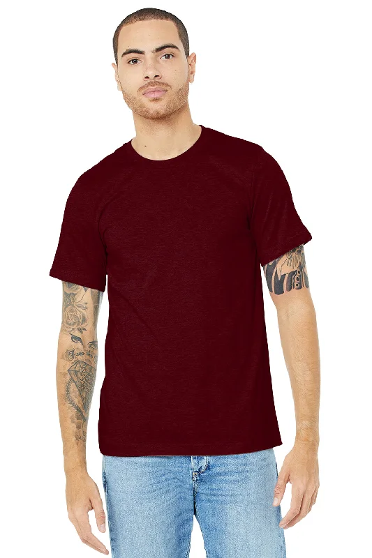 Men’s short-sleeve toff shirts-Bella + Canvas Mens Heather CVC Short Sleeve Crewneck T-Shirt - Heather Cardinal Red