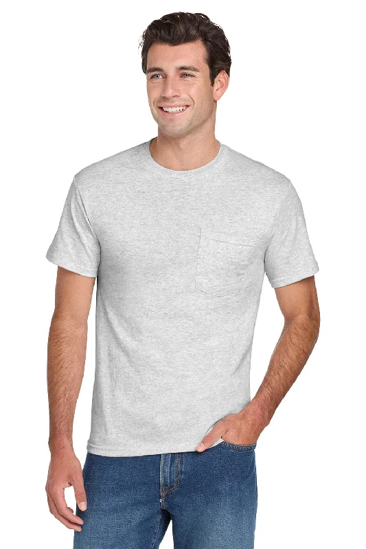 Men’s short-sleeve xing tees-Jerzees Mens Dri-Power Moisture Wicking Short Sleeve Crewneck T-Shirt w/ Pocket - Ash Grey