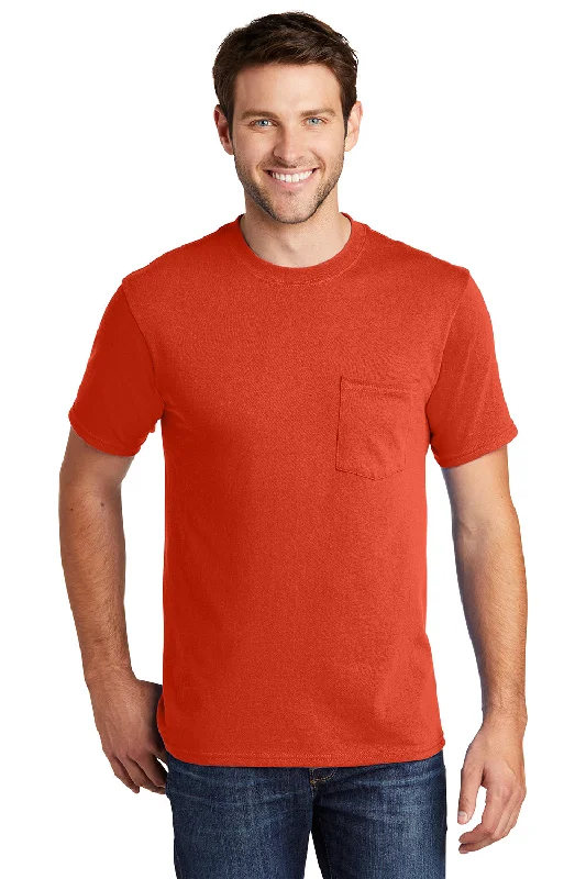 Men’s short-sleeve wisp tops-Port & Company Mens Core Short Sleeve Crewneck T-Shirt w/ Pocket - Orange