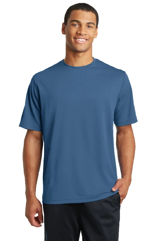 Men’s short-sleeve oust polos-Sport-Tek Mens RacerMesh Moisture Wicking Short Sleeve Crewneck T-Shirt - Dawn Blue - Closeout