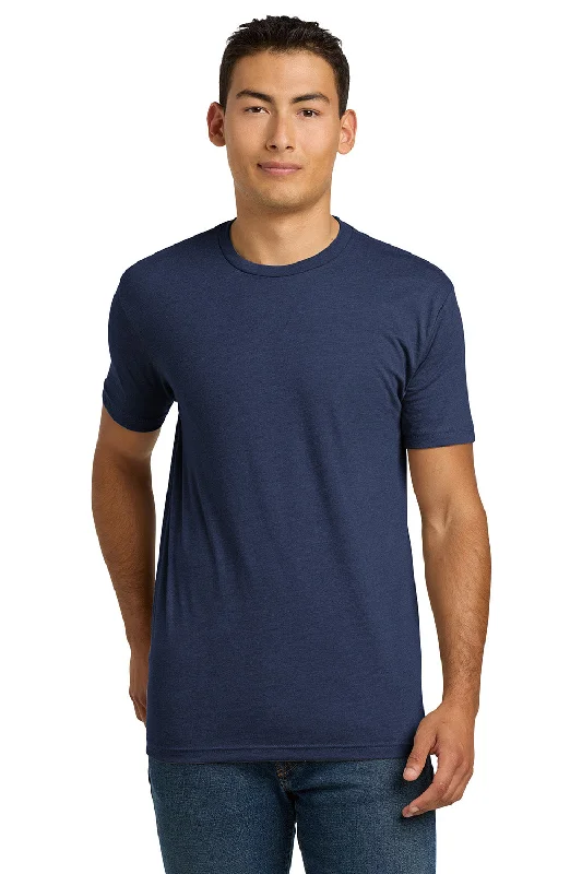 Men’s short-sleeve keel tops-Next Level Mens CVC Jersey Short Sleeve Crewneck T-Shirt - Storm Blue