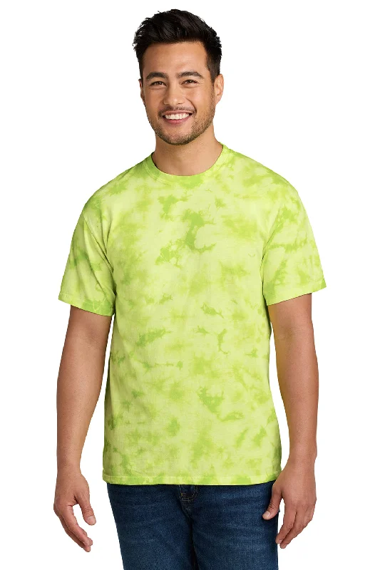 Men’s short-sleeve oust tops-Port & Company Mens Crystal Tie-Dye Short Sleeve Crewneck T-Shirt - Lemon Lime