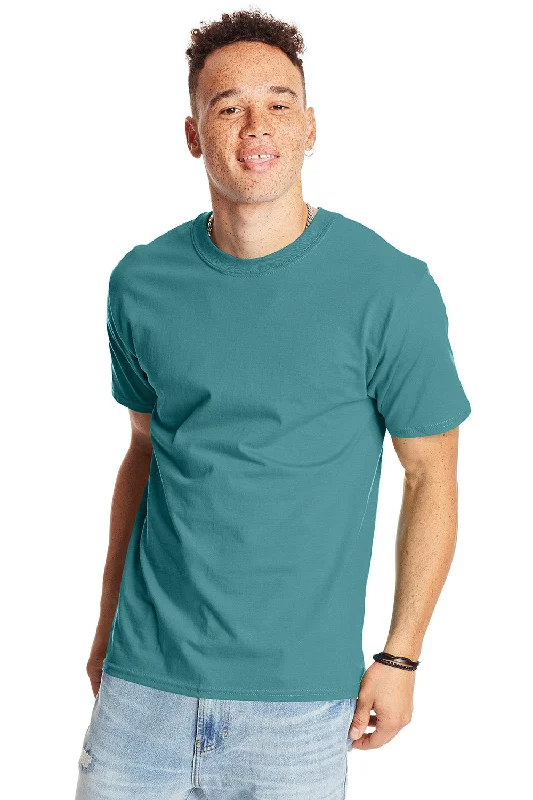 Men’s short-sleeve jolt shirts-Hanes Mens Beefy-T Short Sleeve Crewneck T-Shirt - Clay Green