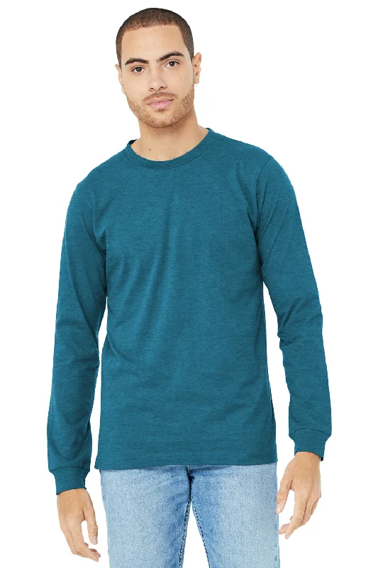 Men’s short-sleeve jolt tees-Bella + Canvas Mens CVC Long Sleeve Crewneck T-Shirt - Heather Deep Teal Blue