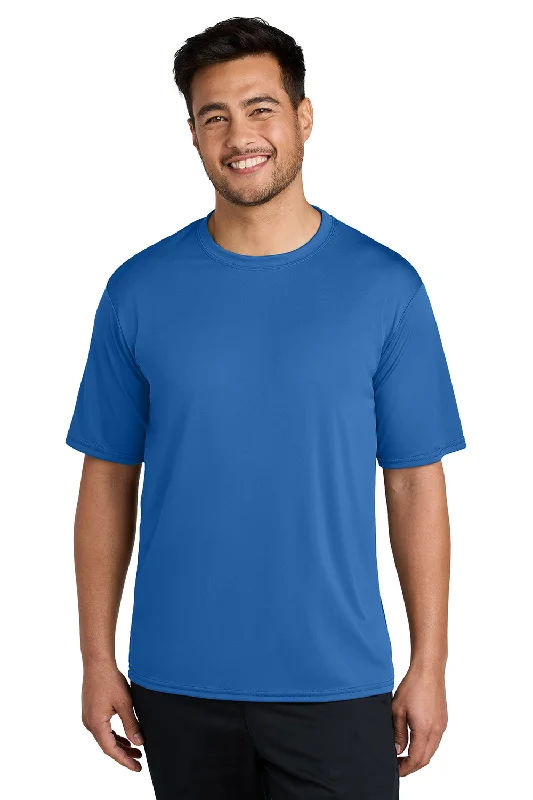 Men’s short-sleeve clad polos-Port & Company Mens Dry Zone Performance Moisture Wicking Short Sleeve Crewneck T-Shirt - Royal Blue