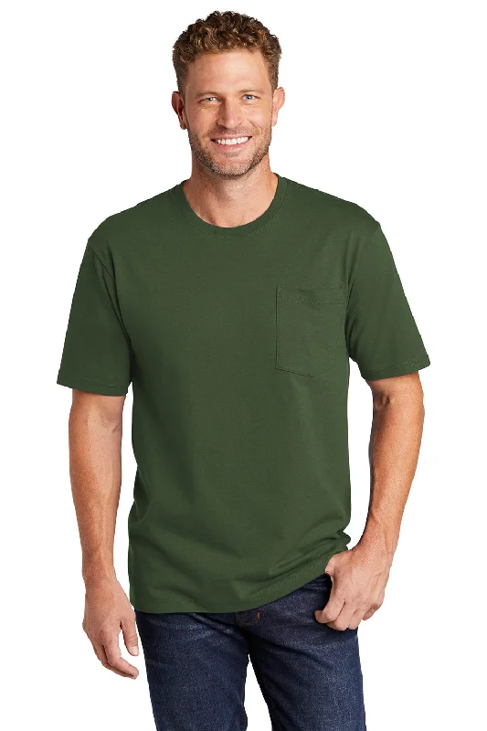 Men’s short-sleeve burr shirts-CornerStone Mens Short Sleeve Crewneck T-Shirt w/ Pocket - Dark Green - Closeout