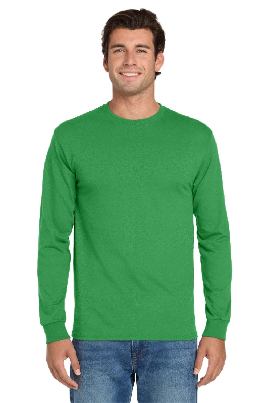 Men’s short-sleeve keel tops-Jerzees Mens Dri-Power Moisture Wicking Long Sleeve Crewneck T-Shirt - Kelly Green