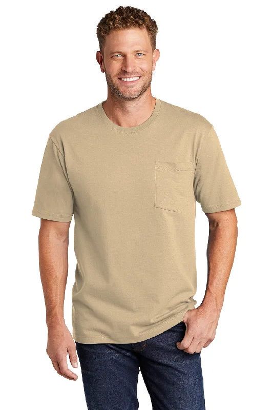 Men’s short-sleeve xeno shirts-CornerStone Mens Short Sleeve Crewneck T-Shirt w/ Pocket - Tan