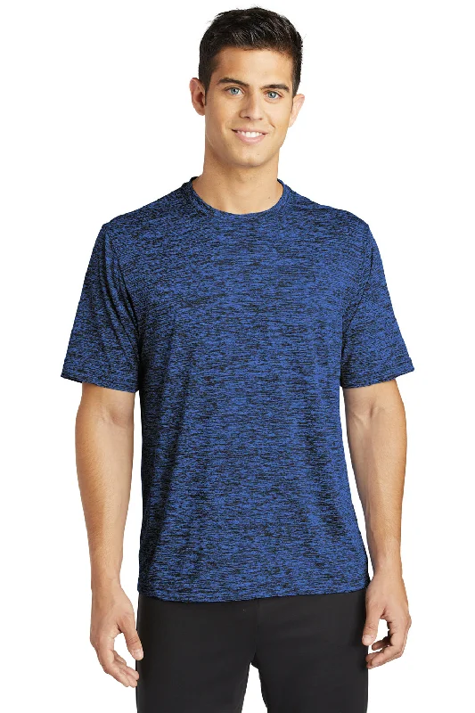 Men’s short-sleeve fizz tees-Sport-Tek Mens Electric Heather Moisture Wicking Short Sleeve Crewneck T-Shirt - Dark Royal Blue Electric