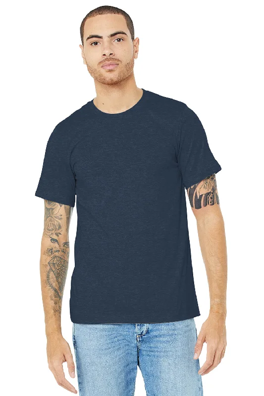 Men’s short-sleeve quid tops-Bella + Canvas Mens Heather CVC Short Sleeve Crewneck T-Shirt - Heather Navy Blue