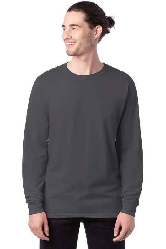 Men’s short-sleeve dusk shirts-Hanes Mens ComfortSoft Long Sleeve Crewneck T-Shirt - Smoke Grey