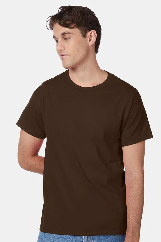 Men’s short-sleeve ooze polos-Hanes Mens ComfortSoft Short Sleeve Crewneck T-Shirt - Dark Chocolate Brown