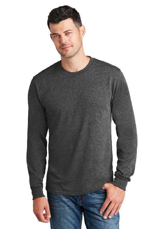 Men’s short-sleeve acme polos-Port & Company Mens Core Long Sleeve Crewneck T-Shirt - Heather Dark Grey