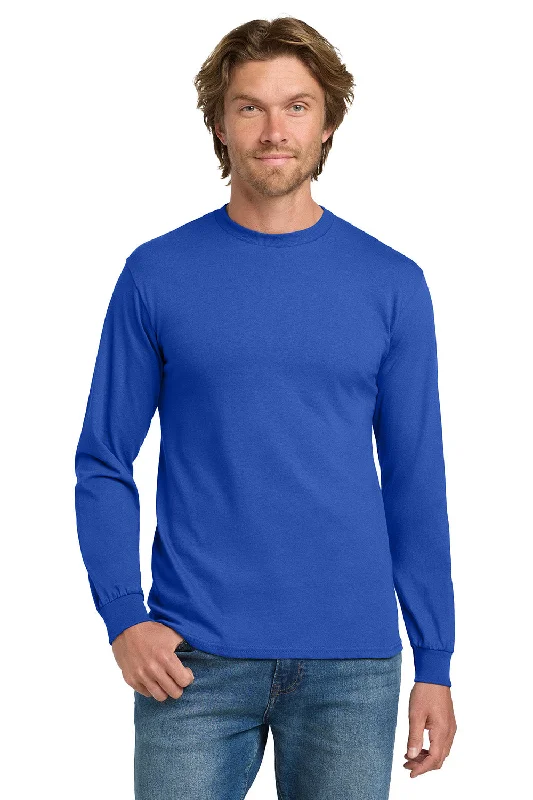 Men’s short-sleeve quip polos-Gildan Mens Long Sleeve Crewneck T-Shirt - Royal Blue