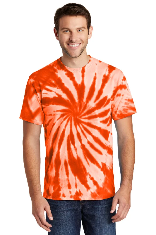 Men’s short-sleeve tope tees-Port & Company Mens Tie-Dye Short Sleeve Crewneck T-Shirt - Orange