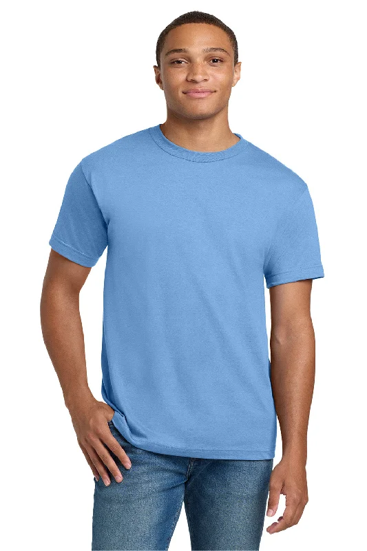 Men’s short-sleeve vane shirts-Hanes Mens Beefy-T Short Sleeve Crewneck T-Shirt - Carolina Blue