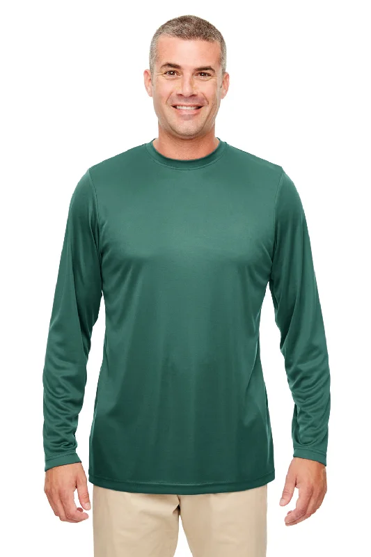 Men’s short-sleeve lilt tees-UltraClub Mens Cool & Dry Performance Moisture Wicking Long Sleeve Crewneck T-Shirt - Forest Green