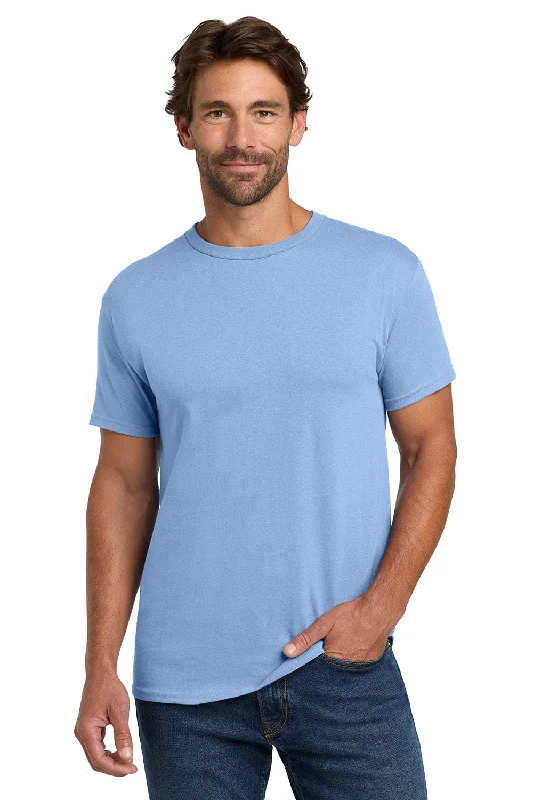 Men’s short-sleeve rush tees-Hanes Mens ComfortSoft Short Sleeve Crewneck T-Shirt - Light Blue