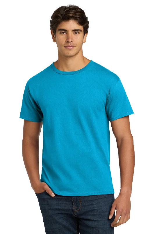 Men’s short-sleeve clod tops-Hanes Mens ComfortSoft Short Sleeve Crewneck T-Shirt - Teal Blue