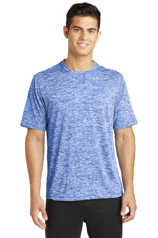 Men’s short-sleeve cyst polos-Sport-Tek Mens Electric Heather Moisture Wicking Short Sleeve Crewneck T-Shirt - True Royal Blue Electric