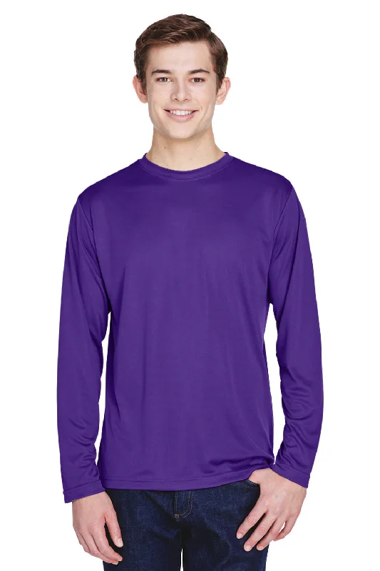 Men’s short-sleeve pelt tees-Team 365 Mens Zone Performance Moisture Wicking Long Sleeve Crewneck T-Shirt - Purple