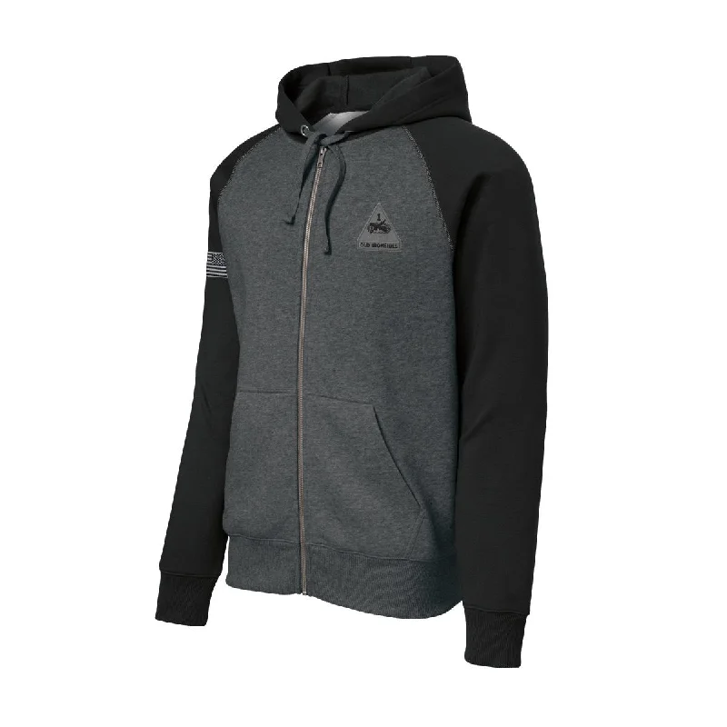 mens hoodie with layered style-1st Armor Color Block Zip Up Hoodie