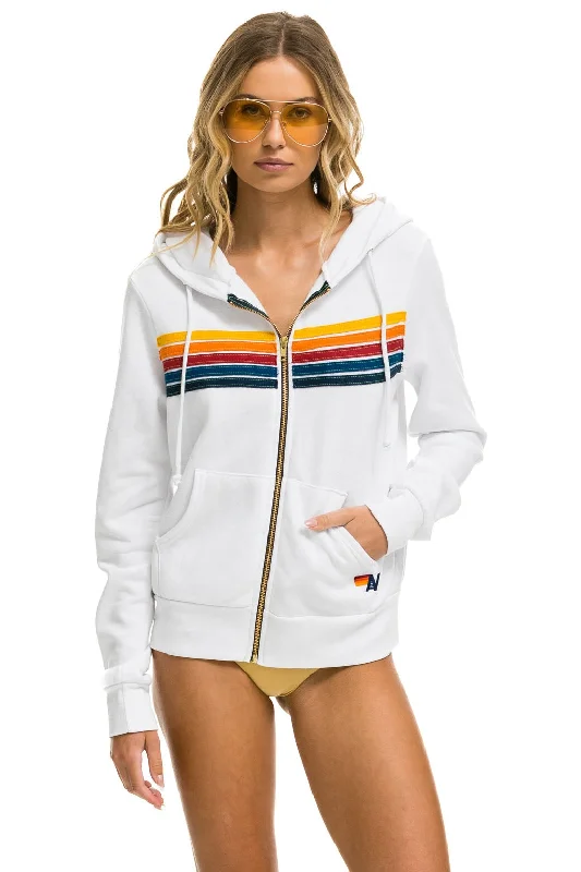 mens hoodie with a fresh twist on classic style-5 STRIPE HOODIE - WHITE