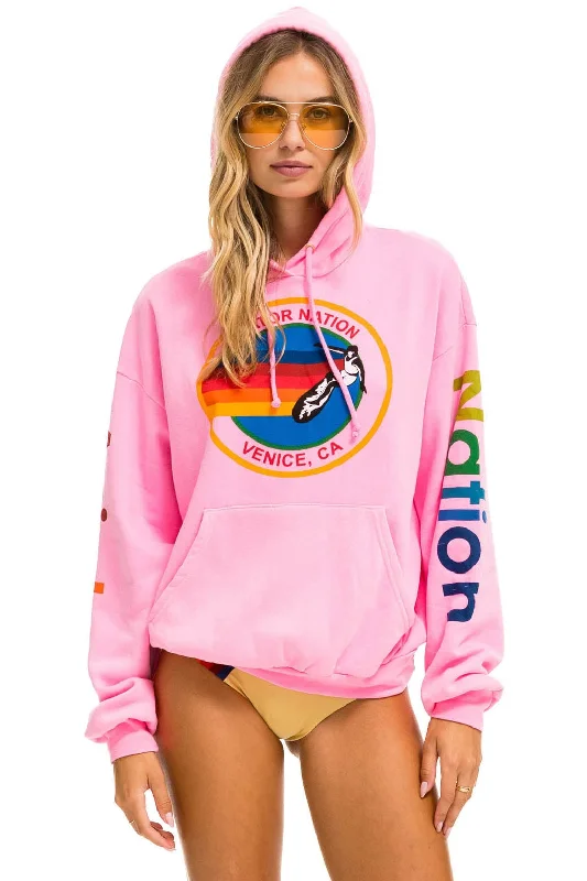 mens hoodie with cozy modern appeal-AVIATOR NATION  RELAXED PULLOVER HOODIE - NEON PINK