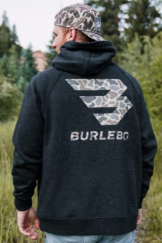 mens hoodie for everyday sport fashion-Fleece Hoodie - Camo Signature Logo - Heather Black