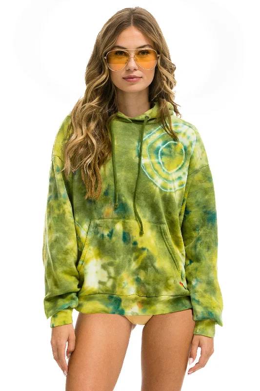 mens hoodie for premium casual look-HAND DYED PULLOVER HOODIE RELAXED - TIE DYE GREEN YELLOW